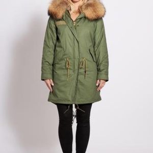 POPSKI LONDON 3/4 LENGTH PARKA RACCOON FUR - GREEN